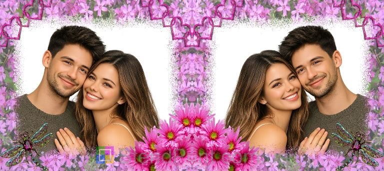 Чашка з фото з рожевими квітами романтичний подарунок для пари замовити