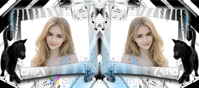 Кружка з фото чорне кошеня музичний фон замовити