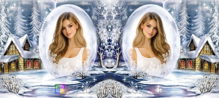 Кружка з фото зимовий ліс і засніжений будиночок персональний друк на кружці замовити онлайн