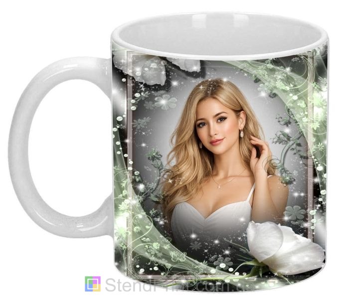 Кружка с фото белые розы со своим фото заказать