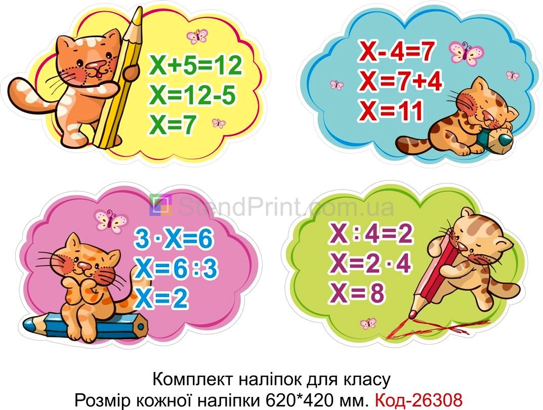 Комплект наліпок самоклеючих наклейок для початкового класу Код-26308