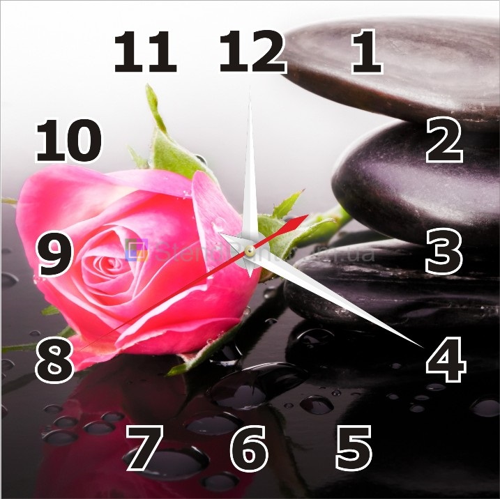 Часы настенные Роза на камнях часы на стену 3д