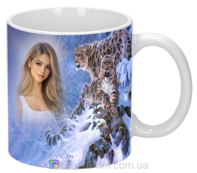 Кружка с фото зимний эффект с ирбисами персональная печать фото на кружке заказать онлайн