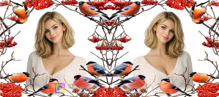 Чашка с фото зима рябина и снегири персональная печать фото на чашке