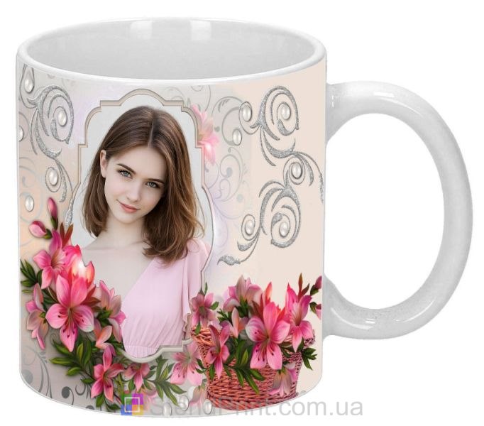 Кружка з фото з ліліями для коханої ніжний подарунок жінці