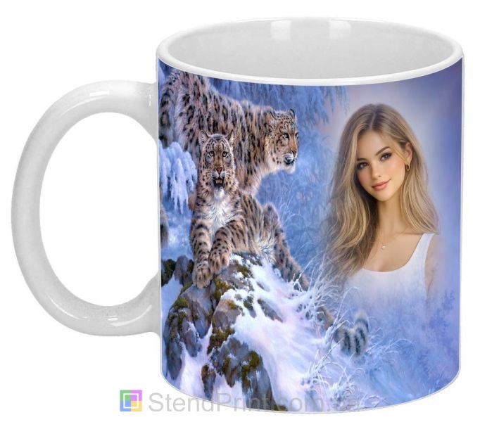 Кружка с фото зимний эффект с ирбисами персональная печать фото на кружке заказать онлайн