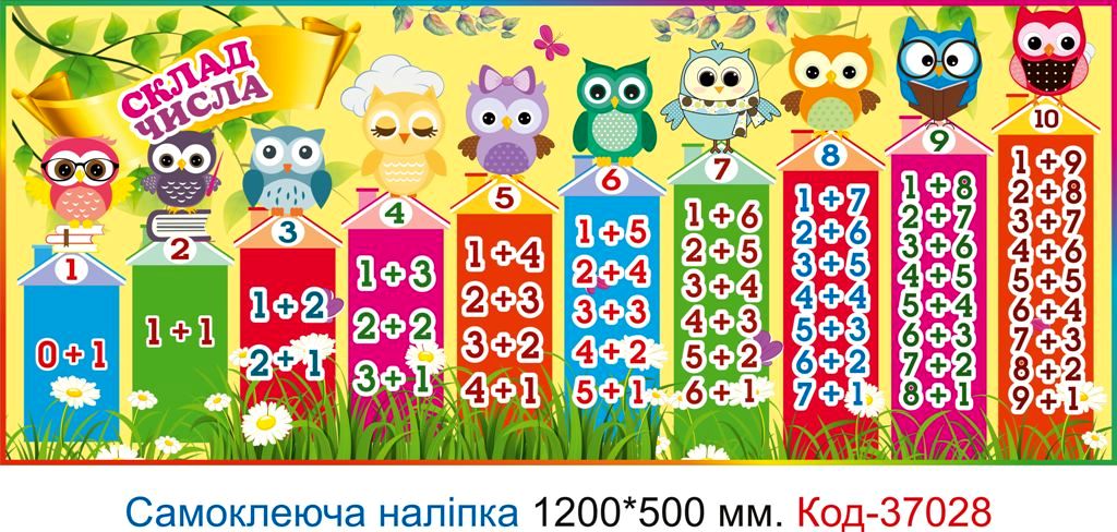 Самоклеюча наліпка для початкового класу "Склад числа" – Код 37028