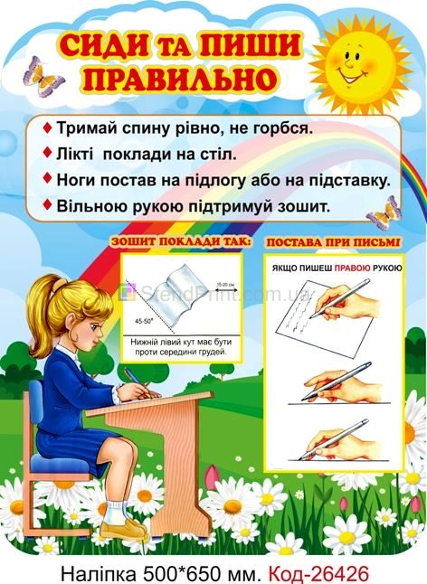 Комплект наліпок самоклеючих наклейок для початкового класу Код-26422