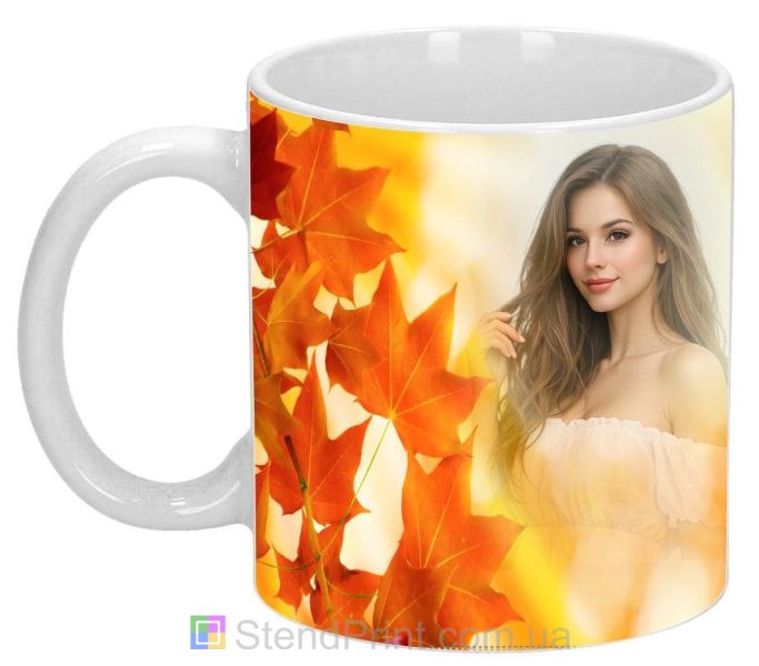 Кружка з фото осінь кленове листя та сонячні промені персональний друк купити онлайн