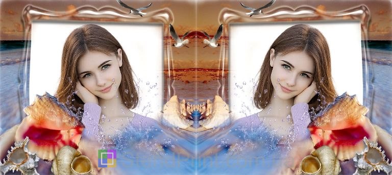 Чашка з фото морський пейзаж, мушля, літній дизайн — замовити