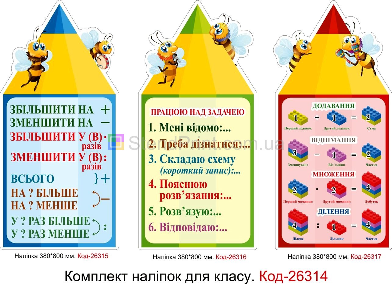 Комплект наліпок самоклеючих наклейок для початкового класу Код-26314