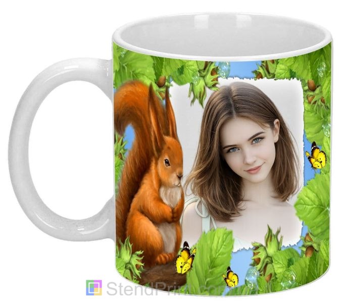 Чашка с фото белочка фундук лесной дизайн заказать