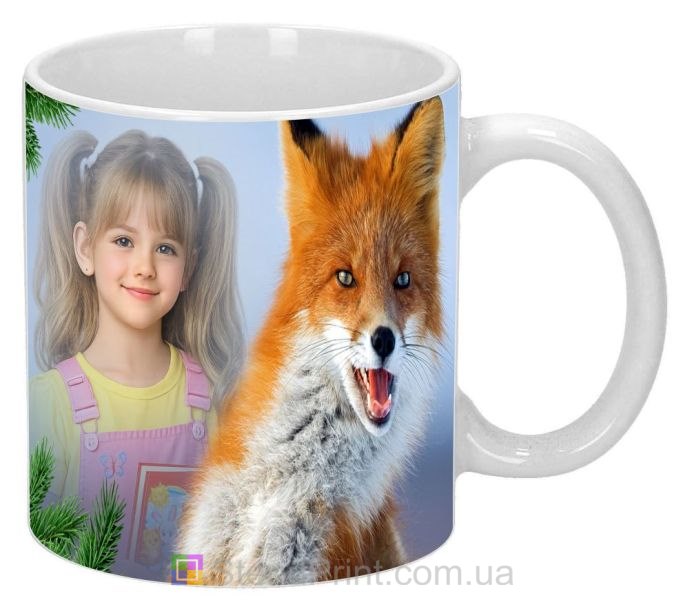 Чашка с фото лисёнок милый дизайн заказать