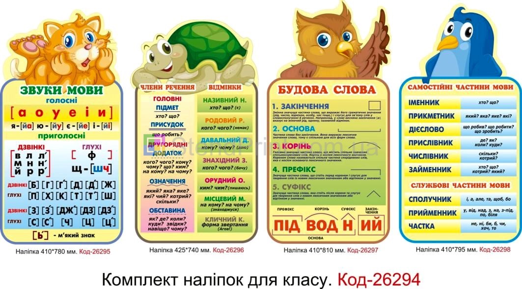 Комплект наліпок самоклеючих наклейок для початкового класу Код-26294