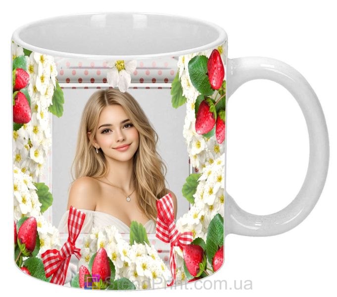 Горнятко з фото полуниця квіти ягоди весна замовити