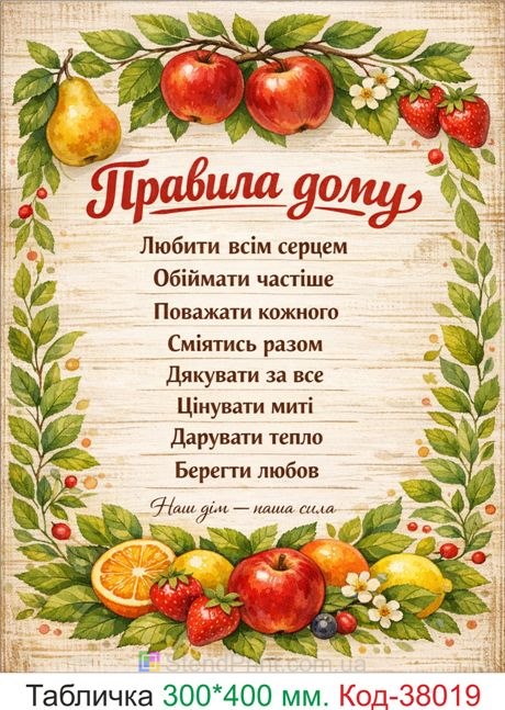 Купити табличку правила дому декор на кухню
