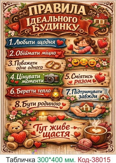 Купити табличку правила ідеального будинку на стіну
