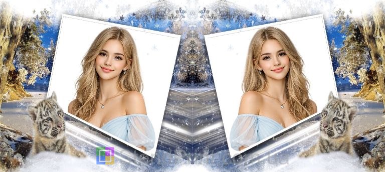 Чашка с фото зимний пейзаж с львенком персональная печать фото на чашке заказать