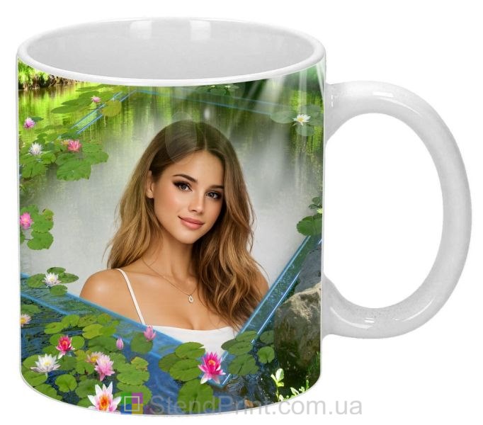 Горнятко з фото природа біля ставка, спокійний пейзаж — замовити