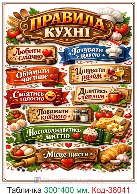Табличка правила кухни купить декор для кухни