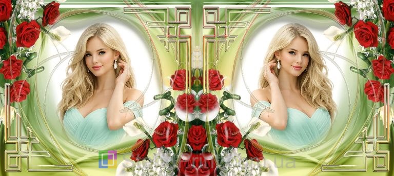 Кружка с фото красные розы абстрактный зелёный фон геометрия заказать