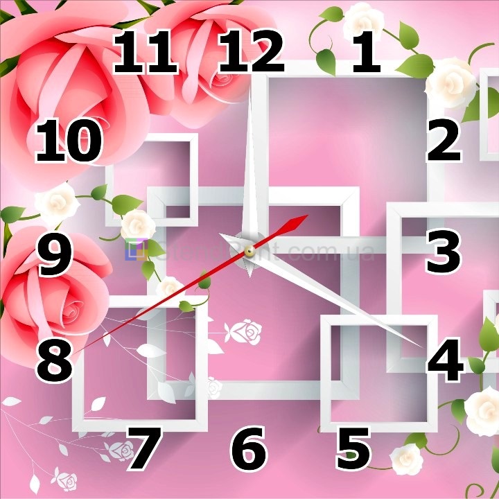 Часы настенные Розовые розы часы на стену 3д