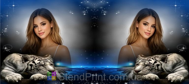 Кружка с фото белый тигр звёздное небо заказать