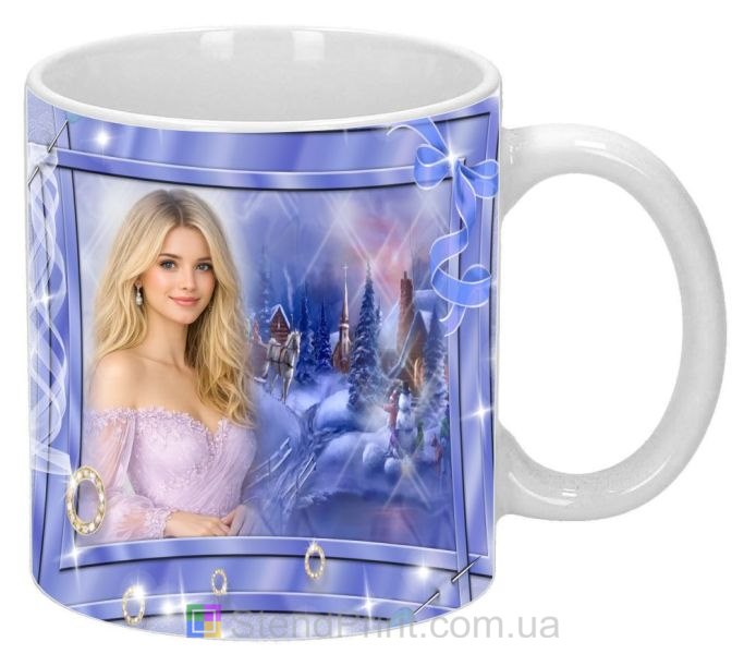 Чашка с фото зимний пейзаж с сияющим декором персональная печать фото на чашке заказать онлайн