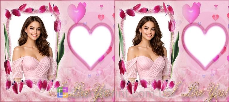 Чашка з фото I Love You з тюльпанами романтичний подарунок дівчині замовити