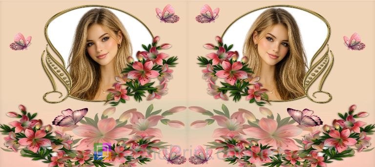 Чашка з фото для дівчини з квітами та метеликами красивий подарунок замовити