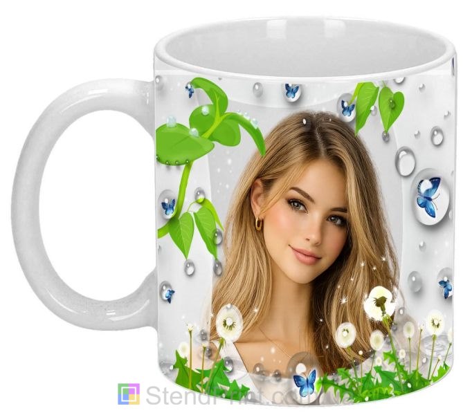 Кружка з фото для дівчини з краплями води — ніжний дизайн, замовити