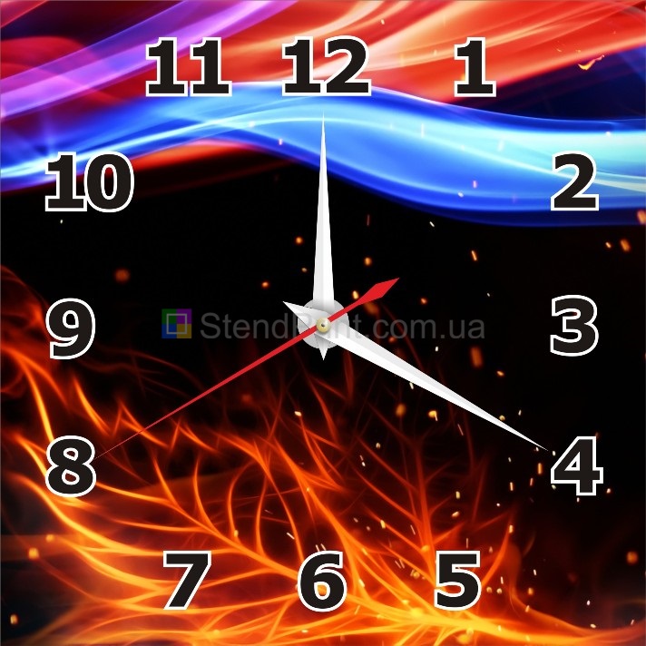 Часы настенные Разноцветный огонь часы на стену 3д