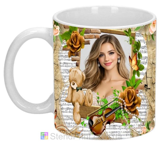 Кружка з фото для дівчини — романтичний подарунок із трояндами та скрипкою, замовити