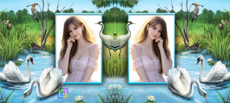 Кружка с фото лебеди пруд дикая природа заказать