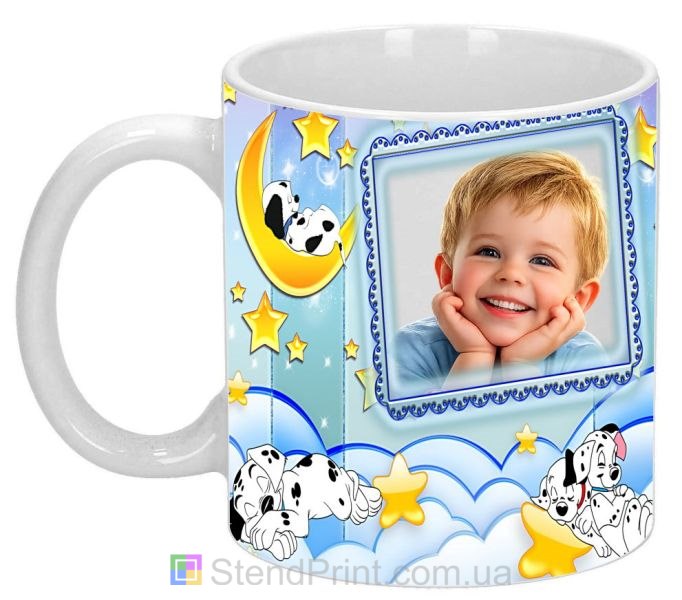 Кружка с фото для мальчика со щенками детский подарок заказать