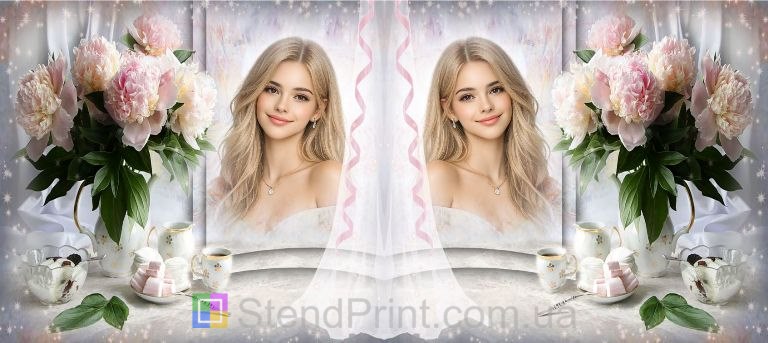 Кружка з фото квітковий колаж із солодощами, персональний друк на кружці