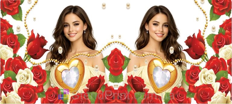 Горнятко з фото для коханої з трояндами та серцем подарунок дівчині замовити