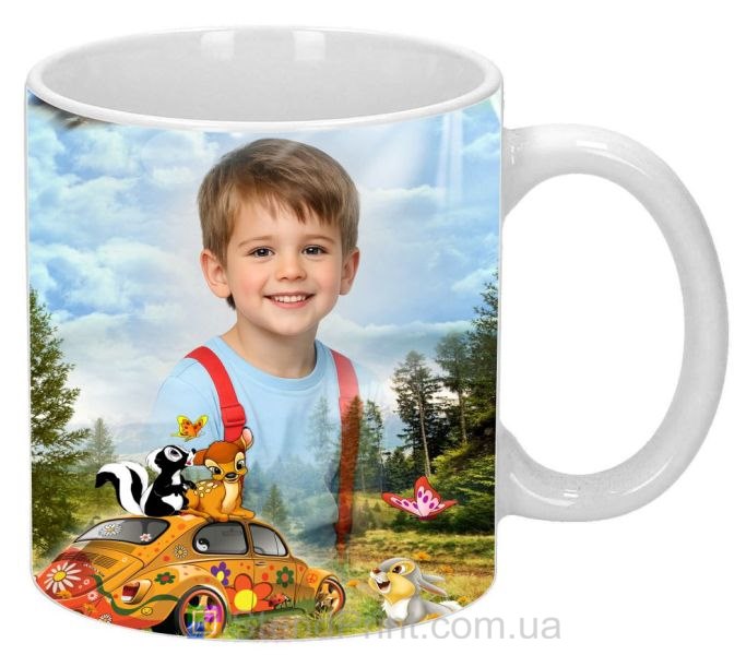 Дитяча кружка з фото лісова галявина та герої