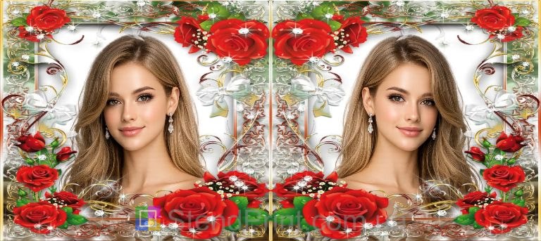 Кружка з фото з трояндами та візерунком романтичний подарунок коханій