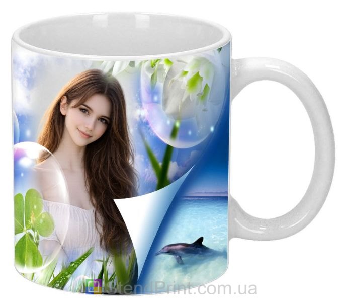 Кружка з фото морська природа, дельфін, літній дизайн — замовити