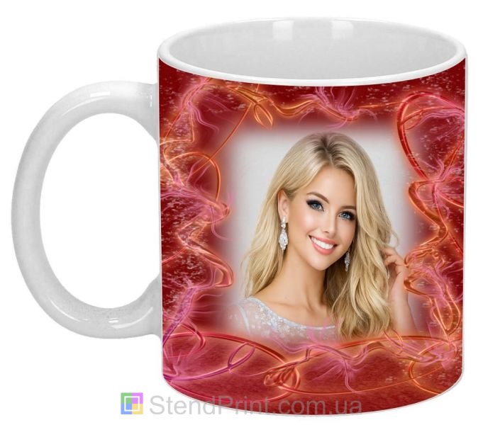 Кружка с фото для любимой романтический подарок с сердцами заказать