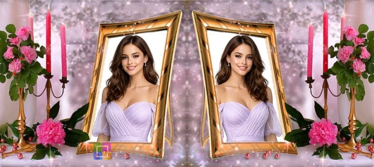 Горнятко з фото для коханої з рамкою та трояндами романтичний подарунок замовити