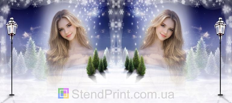 Кружка с фото зимний вечер с фонарем и сугробами