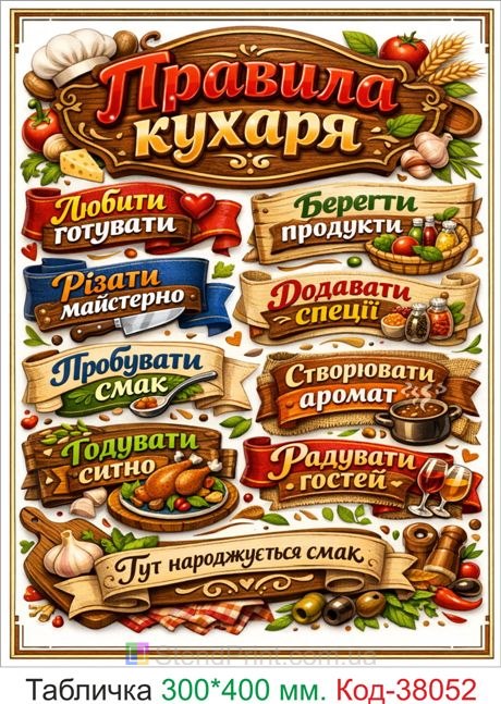 Табличка правила кухни купить постер для кухни