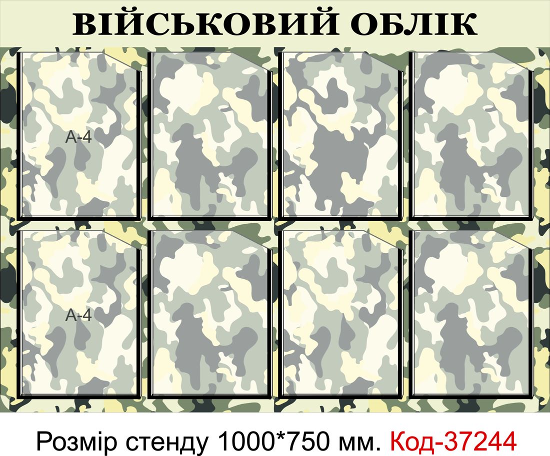 Пластиковий інформаційний стенд з кишенями А4 для військового обліку