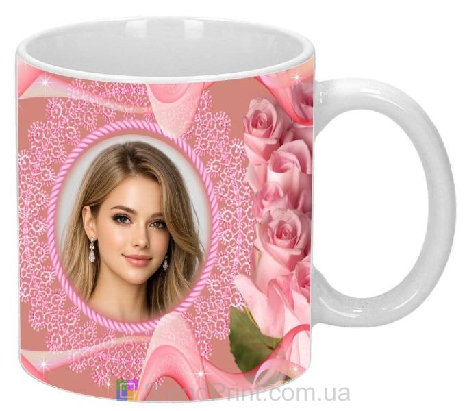 Кружка с фото для девушки романтический подарок кружка с розами заказать