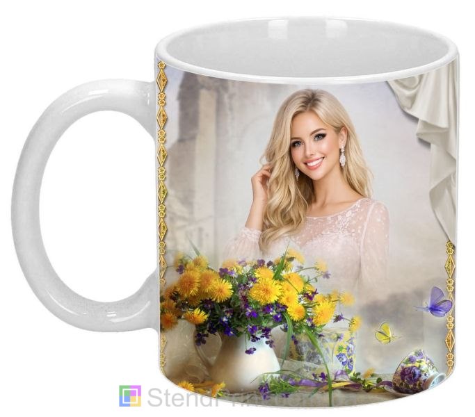Кружка с фото цветы в вазе летний коллаж заказать