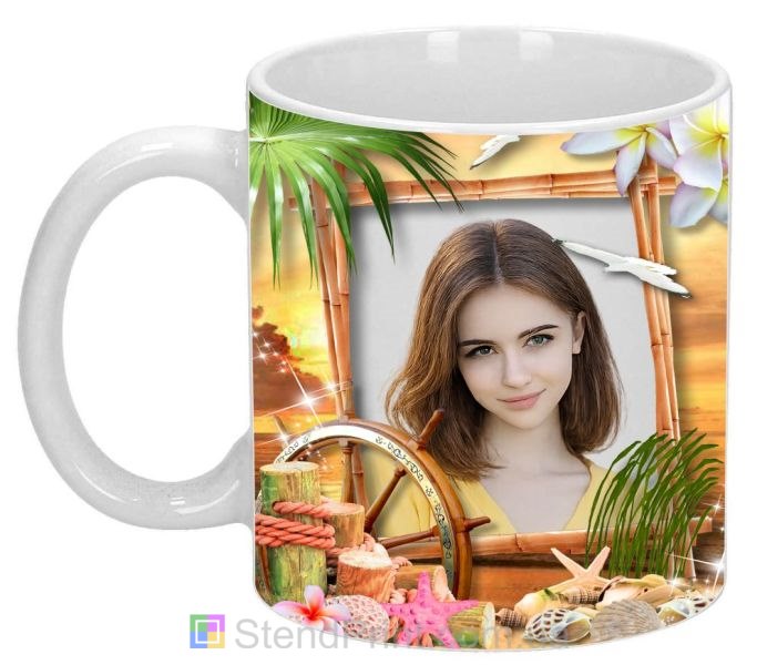 Кружка з фото морський захід сонця, мушлі — замовити