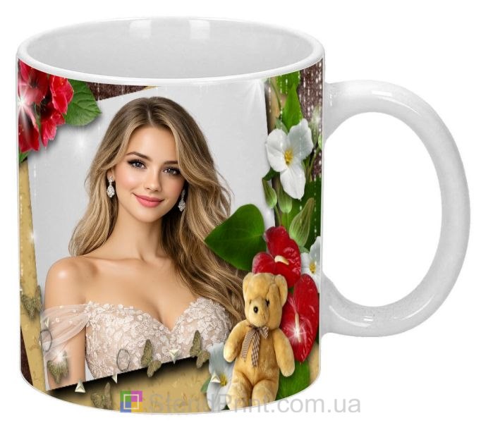 Чашка з фото для дівчини з ведмедиком романтичний подарунок замовити