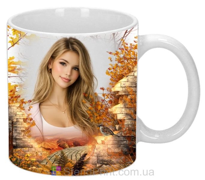 Кружка с фото осенняя архитектура и природа персональная печать на кружке